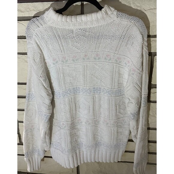 Isle Of Cotton Women’s Knit Sweater Size Large Tulips Flowers Made In USA Granny - Picture 7 of 7